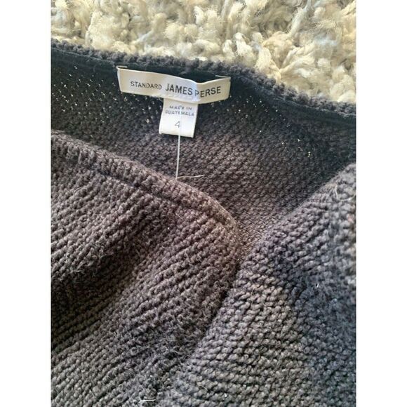 James Perse Standard ANTHROPOLOGIE BLACK texture Long Open Cardigan Sweater 4 XL - Picture 5 of 7